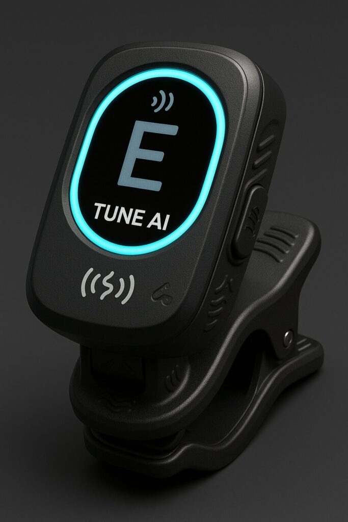 Image présentant un accordeur d'instruments avec la marque Tune AI - accordeur inclusif pour musiciens déficients visuels